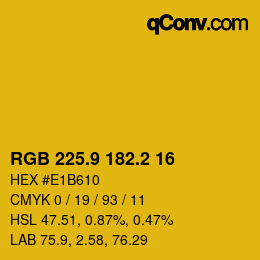 カラーコード: RGB 225.9 182.2 16 | qconv.com