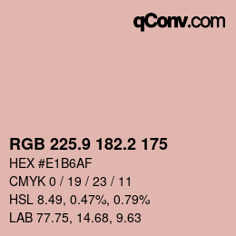 カラーコード: RGB 225.9 182.2 175 | qconv.com