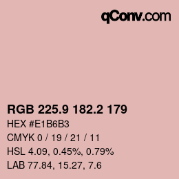 カラーコード: RGB 225.9 182.2 179 | qconv.com
