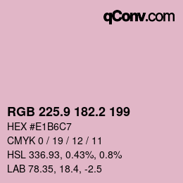 カラーコード: RGB 225.9 182.2 199 | qconv.com