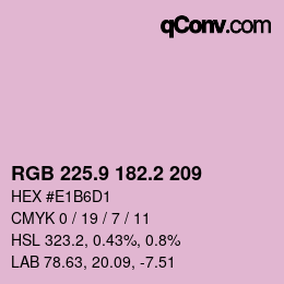 カラーコード: RGB 225.9 182.2 209 | qconv.com