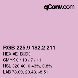 カラーコード: RGB 225.9 182.2 211 | qconv.com