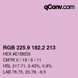 カラーコード: RGB 225.9 182.2 213 | qconv.com