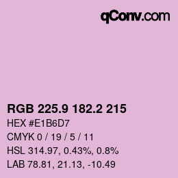 カラーコード: RGB 225.9 182.2 215 | qconv.com
