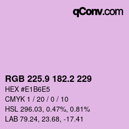 カラーコード: RGB 225.9 182.2 229 | qconv.com