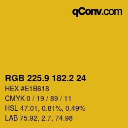 カラーコード: RGB 225.9 182.2 24 | qconv.com