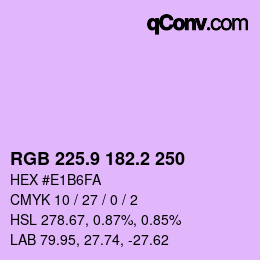 カラーコード: RGB 225.9 182.2 250 | qconv.com
