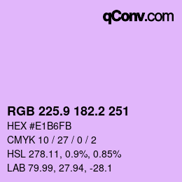 カラーコード: RGB 225.9 182.2 251 | qconv.com