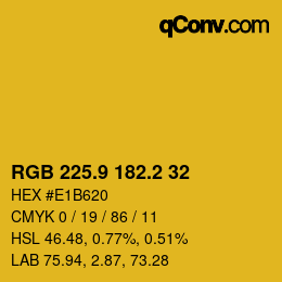 カラーコード: RGB 225.9 182.2 32 | qconv.com