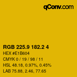 カラーコード: RGB 225.9 182.2 4 | qconv.com