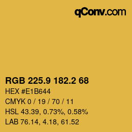 カラーコード: RGB 225.9 182.2 68 | qconv.com