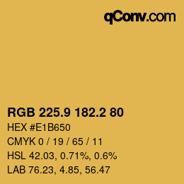 カラーコード: RGB 225.9 182.2 80 | qconv.com