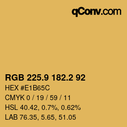 カラーコード: RGB 225.9 182.2 92 | qconv.com