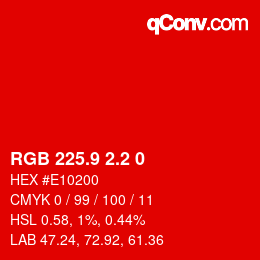カラーコード: RGB 225.9 2.2 0 | qconv.com