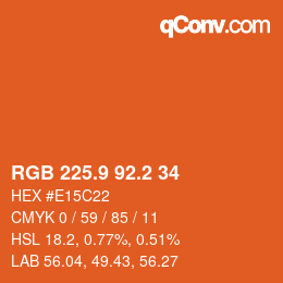 カラーコード: RGB 225.9 92.2 34 | qconv.com