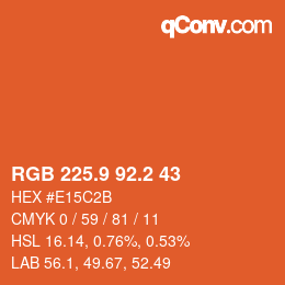 カラーコード: RGB 225.9 92.2 43 | qconv.com
