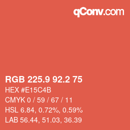 カラーコード: RGB 225.9 92.2 75 | qconv.com