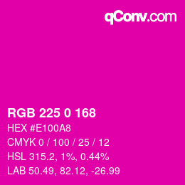 Color code: RGB 225 0 168 | qconv.com