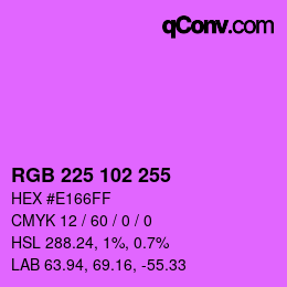 カラーコード: RGB 225 102 255 | qconv.com