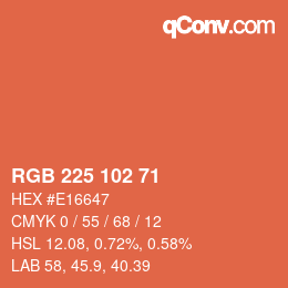 Color code: RGB 225 102 71 | qconv.com