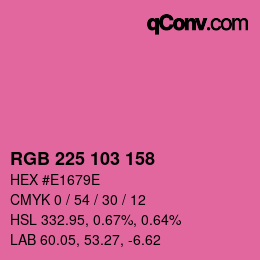 カラーコード: RGB 225 103 158 | qconv.com