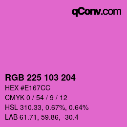 Color code: RGB 225 103 204 | qconv.com