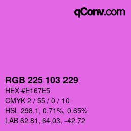 カラーコード: RGB 225 103 229 | qconv.com