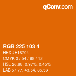 Color code: RGB 225 103 4 | qconv.com