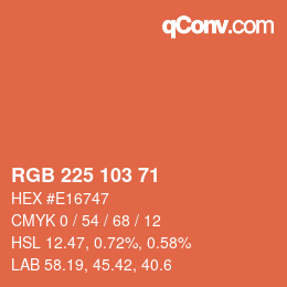 Color code: RGB 225 103 71 | qconv.com