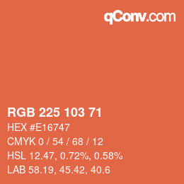 Color code: RGB 225 103 71 | qconv.com