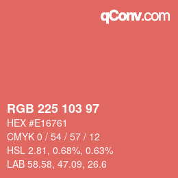 カラーコード: RGB 225 103 97 | qconv.com