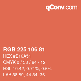 カラーコード: RGB 225 106 81 | qconv.com