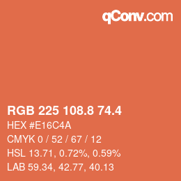 カラーコード: RGB 225 108.8 74.4 | qconv.com