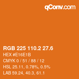 カラーコード: RGB 225 110.2 27.6 | qconv.com