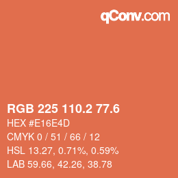 カラーコード: RGB 225 110.2 77.6 | qconv.com