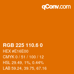 カラーコード: RGB 225 110.6 0 | qconv.com