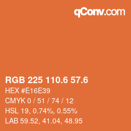 カラーコード: RGB 225 110.6 57.6 | qconv.com