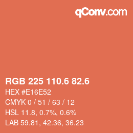 カラーコード: RGB 225 110.6 82.6 | qconv.com
