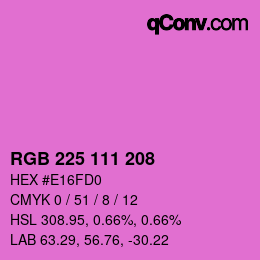 カラーコード: RGB 225 111 208 | qconv.com