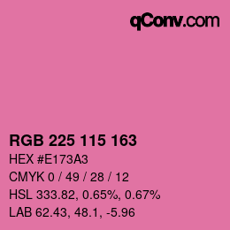 カラーコード: RGB 225 115 163 | qconv.com