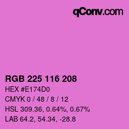カラーコード: RGB 225 116 208 | qconv.com