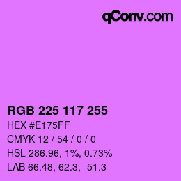 Color code: RGB 225 117 255 | qconv.com