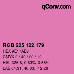 颜色代码: RGB 225 122 179 | qconv.com