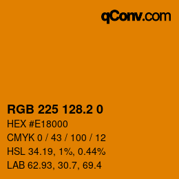 カラーコード: RGB 225 128.2 0 | qconv.com