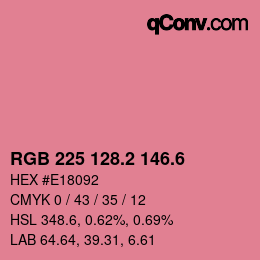 カラーコード: RGB 225 128.2 146.6 | qconv.com