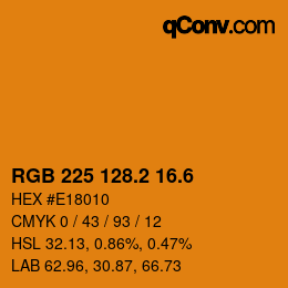カラーコード: RGB 225 128.2 16.6 | qconv.com
