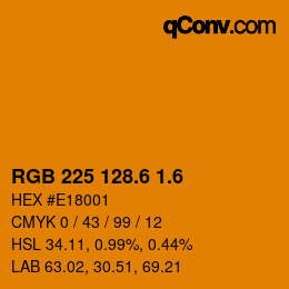 カラーコード: RGB 225 128.6 1.6 | qconv.com