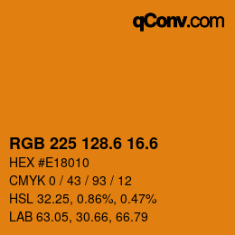 カラーコード: RGB 225 128.6 16.6 | qconv.com