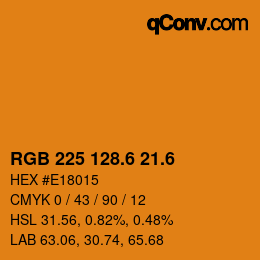 カラーコード: RGB 225 128.6 21.6 | qconv.com