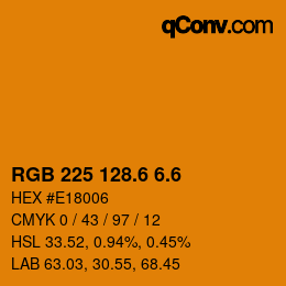 カラーコード: RGB 225 128.6 6.6 | qconv.com